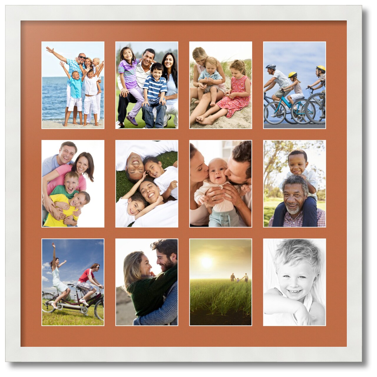 ArtToFrames Collage Photo Picture Frame with 12 - 5x7 inch Openings, Framed in White with Over 62 Mat Color Options and Plexi Glass (CSM-3966-229)